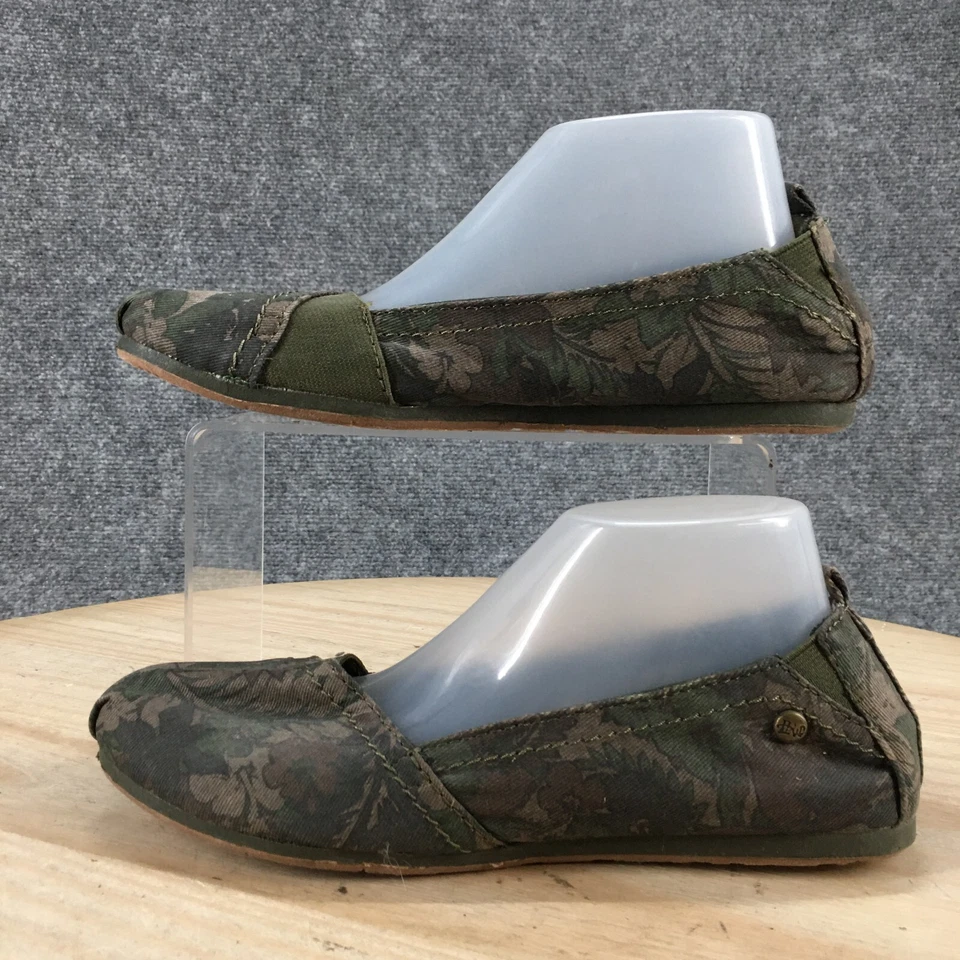 Zapatos Madlove Mujer 6 Ballet Pisos Informales Sin Cordones Tela Verde Cómodos Florales Foto 2 de 4