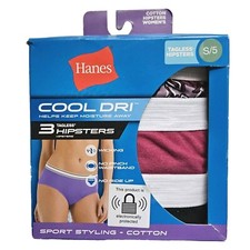 S/5 Hanes 3 Pack Wicking Cool Dri Hipsters Tagless Panties No Pinch Underwear