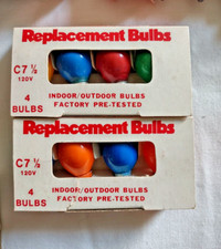 C-7.5 LAMP 8 Multi-Color Opaque Christmas LIGHT BULBS Indoor/Outdoor Candelabra