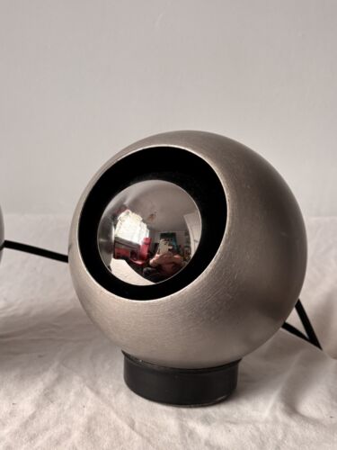 Space Age Magnetic Brushed Steel Eyeball Lamps Desktop Or Wall 1970 60s - Picture 7 of 22