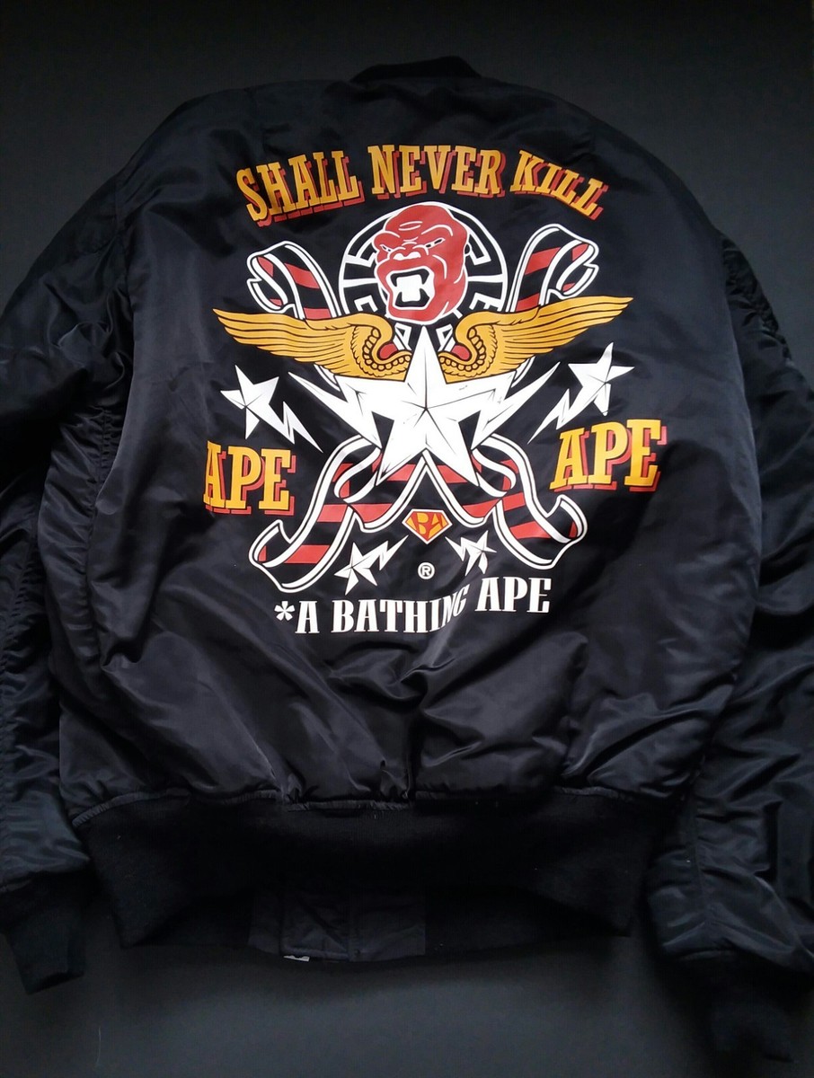 Vintage Bape REAL McCoy A Bathing Ape Japan MA-1 Flight Heavy 