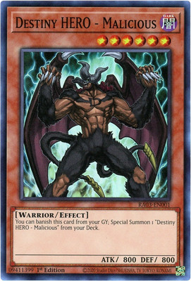 Yugioh! Destiny HERO - Malicious RA03-EN001 Super Rare 1st Edition NM/M