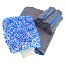 Auto Waschhandschuh Mikrofaser & 6x Mikrofasertuch PROFI-SET Lackschonend
