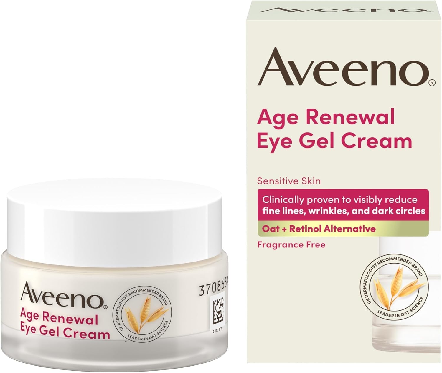 AVEENO Face Age Renewal Eye Gel Cream (1 x 15ml), Oat + Retinol Alternative, Ge