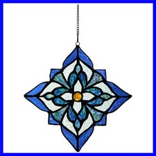 Stained Glass Window Hangings, Tiffany Style Window Panel Suncatchers Blue Ar...