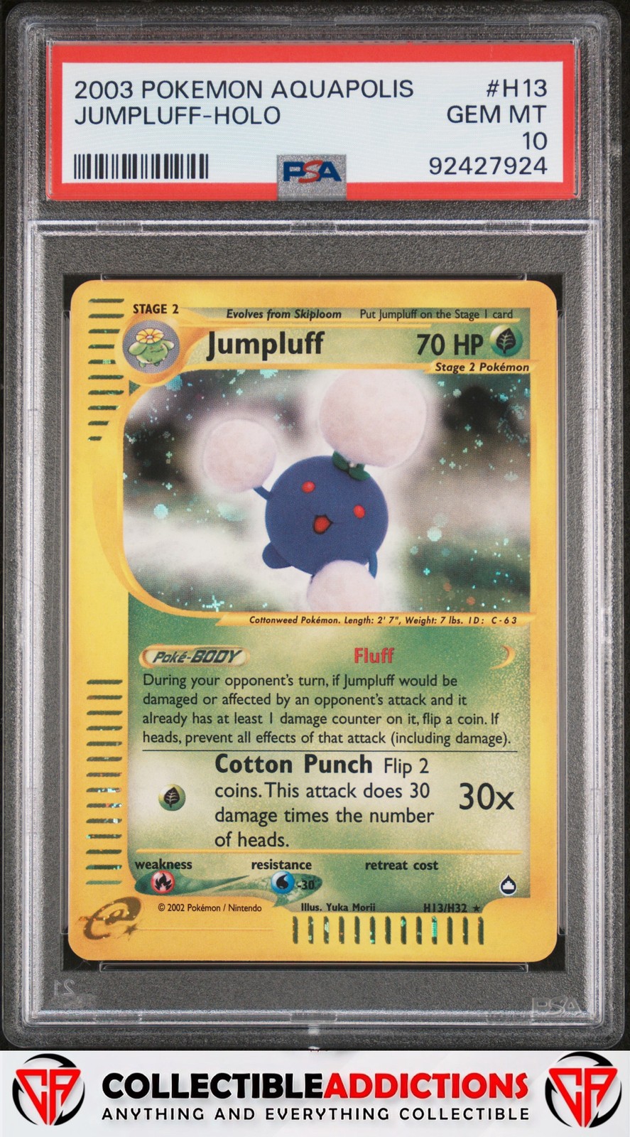 2003 Pokemon Aquapolis #H13 Jumpluff Swirl Holo PSA 10 Gem Mint