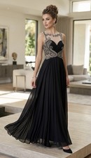 Jovani Formal Illusion Beaded Bodice Evening Gown - New with Tags NWT - Size 4