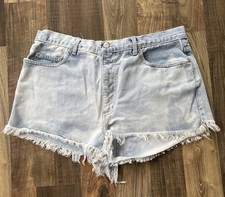 Guess Blue Denim Cut Off Shorts Women size W34 Vintage 90s