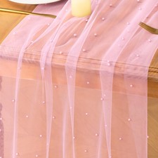 3Pcs Pink Pearl Table Runner Boho Rustic Tulle Table Runner with Pearls 10ft ...