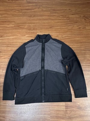 Perry Ellis Jacket Black Gray Full Zip Mock Neck size XL Pocket 
