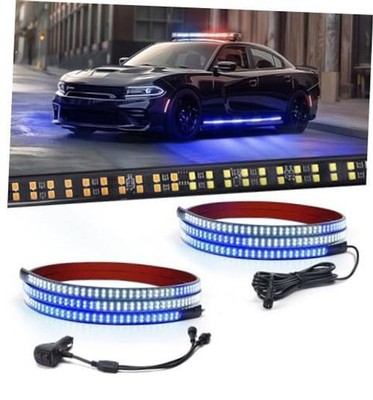 2PCS 70 Inch Running Board Lights, 864 LED Flexible Waterproof White Blue