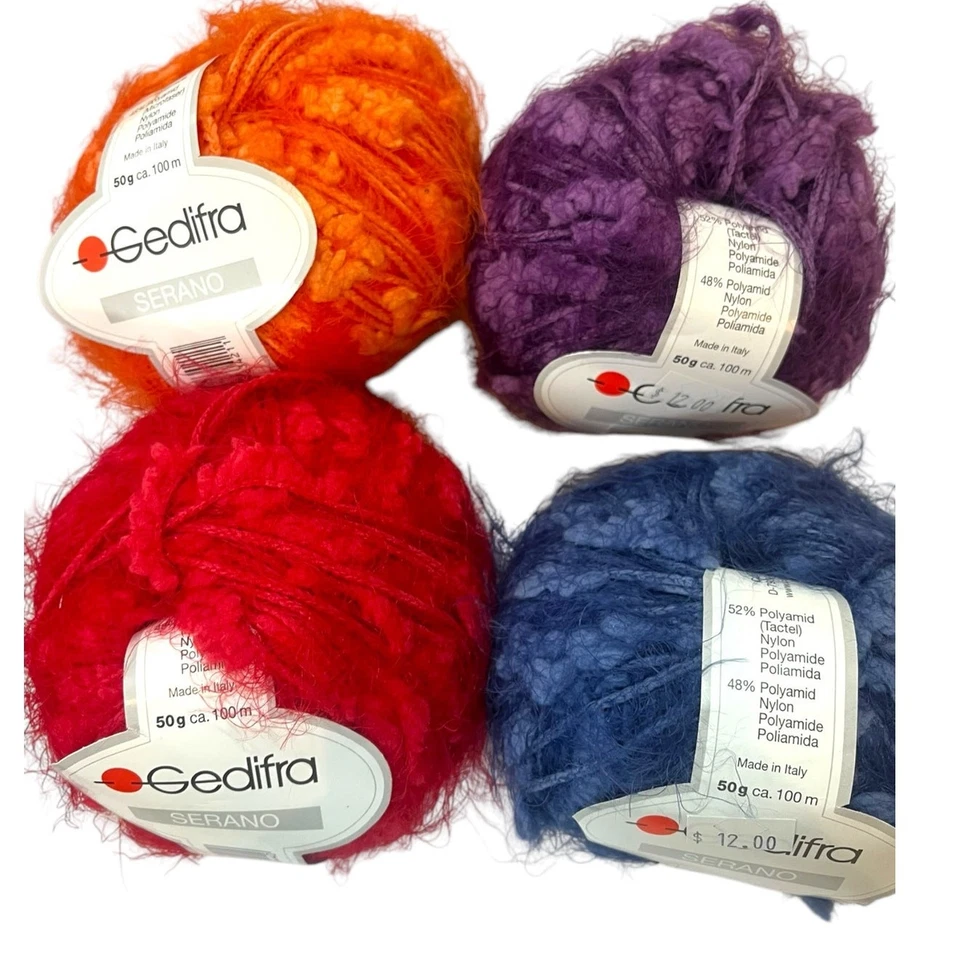 4 Skeins Gedifra SERANO Aran Italian Nylon Yarn | Orange, Purple, Blue, Red - Image 2 of 4