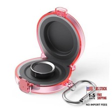Secure Lock Case for Oura Ring 4/5 Charging Case with Carabiner  - Clear Pink