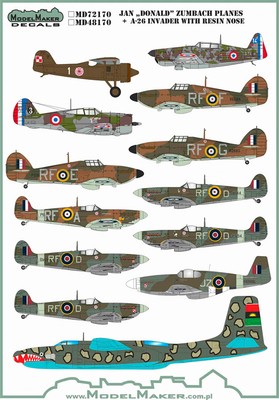 1/72 Jan Donald Duck Zumbach Planes Decal + resin A-26 Nose (mask and decal)
