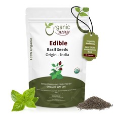 Organic Way Edible Basil Seeds  Kosher Certified Origin India 16 Ounce Pack 