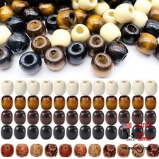 Large Hole Wooden Craft Beads - 4 Colors, 12x11mm Natural Barrel Wood 500Pcs