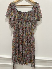 ECI New York White Pink Floral Fit and Flare Dress Summer Size 14 Tide In Back