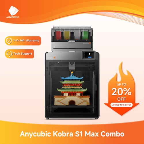 NEW Kobra S1 Max Combo CoreXY 4-Color 3D Printer 350×350×350mm Max 600mm/s