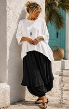 LAGENLOOK  Überwurf Tunika Shirt weiß 44 46...