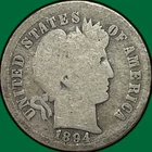1894-O Barber Dime Good G Coin, Scratch #39895