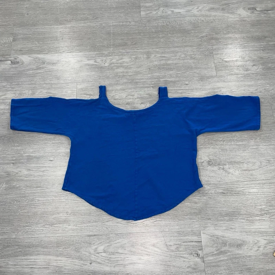 Camisa Oh My Gauze Talla 2 Azul Top Manga Corta Hombro Frío Boho Lagenlook Foto 2 de 4