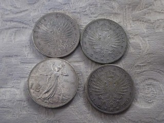 REGNO D' ITALIA LOTTO DI 4 MONETE IN ARGENTO DA 2 LIRE ANNATE DIVERSE