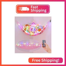 Basumee Stuffed Animals Net or Hammock with LED Light Hanging Toy Net Hammock fo