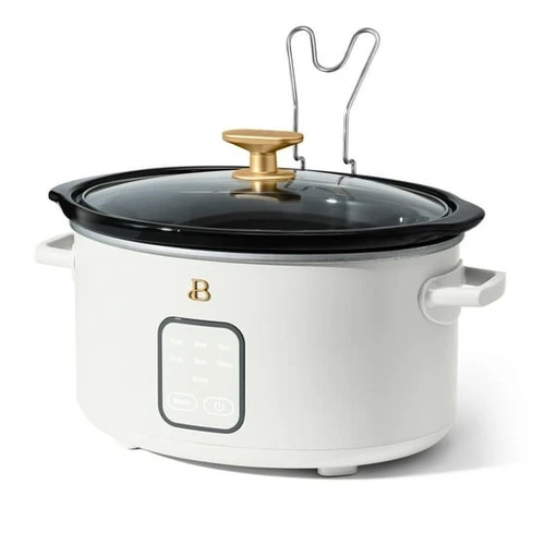 Beautiful 4Qt Slow Cooker with Touch-Activated Display, White Icing by Drew
