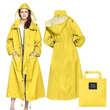 Women's Long Hooded Raincoat, Reusable Foldable with Man...