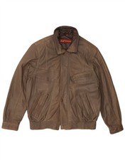Vintage Mens Leather Jacket IT 46 Small Brown AS10