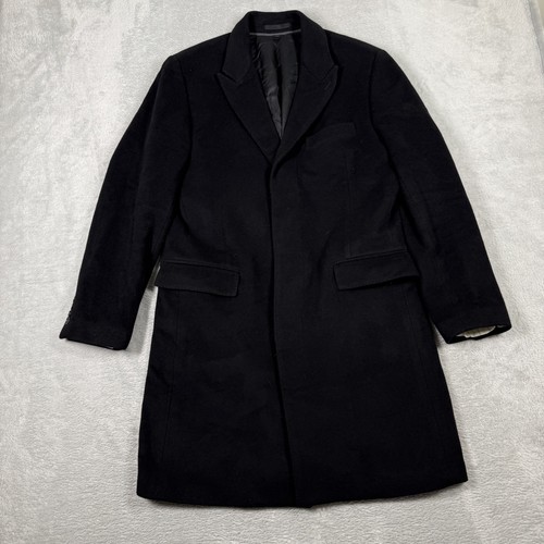 J.Crew, J Crew Coat Mens 40 Black Wool Cashmere Ludlow Overcoat Topcoat Made In Italy