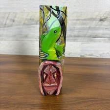 Hawaiian Polynesian Tiki Totem Pole Hand Carved Wood  6.5" Tall Barware