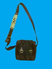 Vintage Moschino Black small Crossbody logo gold letters Bag