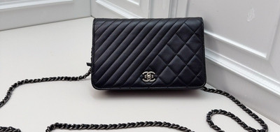 Chanel WOC Lambskin Chain Bag Shoulder Crossbody Bag Women Black
