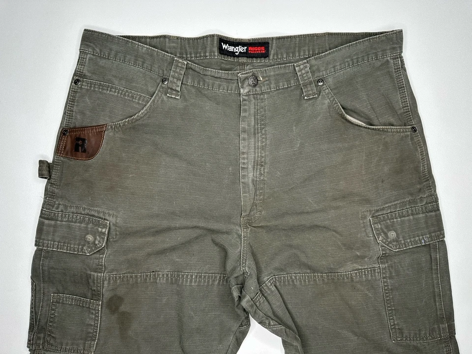 Wrangler Riggs Workwear Ripstop Relaxed Double Knee Pants Loren Green 40 x 32 - Image 3 of 4