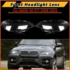 Pair Front Headlight Headlamp Lens Cover Left+Right Fit For BMW X6 E71 2008-2014