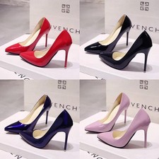 Womens Shiny Synthetic Leather High Stiletto Heel Pointed Toe Shoes Plus SizeS