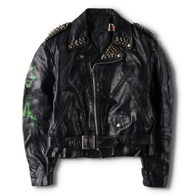 Schott 80s Vintage Skull Pattern Double Rider Jacket Men's L USA Made Used