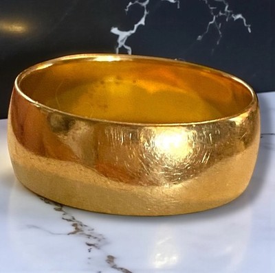Klassischer Vintage massiver Herrenring 14k Lot Gelbgold 8 mm breit Bandgröße 10,75