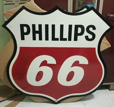 A.Phillips 66  Gasoline  Porcelain Enamal Heavy Metal Double Side