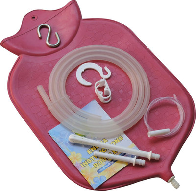Enema Bag Kit for Colon Cleansing with Platinum Cured Silicone Hose (4 Quart, Op
