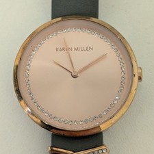 Karen Millen KM174E Women's Wristwatch Black Strap Rose Gold Accents