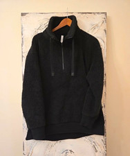 Athleta Women s Black Fleece 1/2 Zip Pullover Hoodie Athleisure Size L
