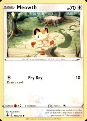 Pokemon - 2X Meowth #199/264 - SWSH08: Fusion Strike Common