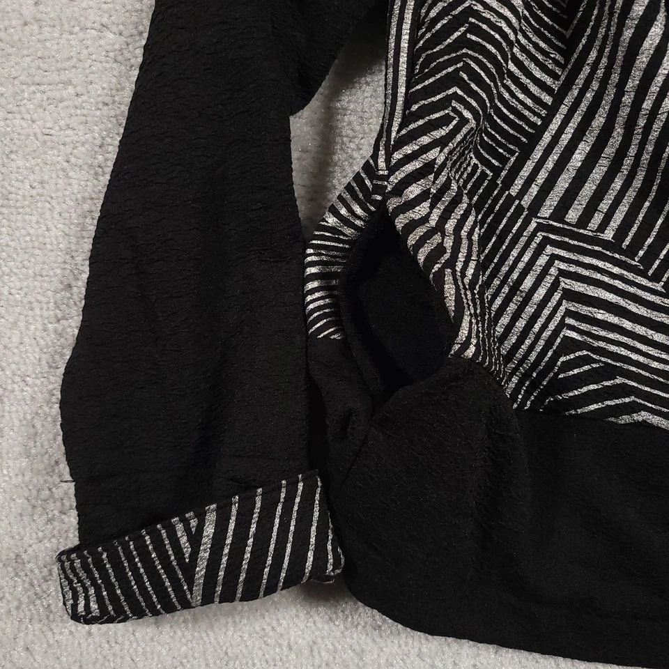 Christopher & Banks Open Front Blazer Jacket Women's Medium Black Silver Heavy - Image 4 of 4