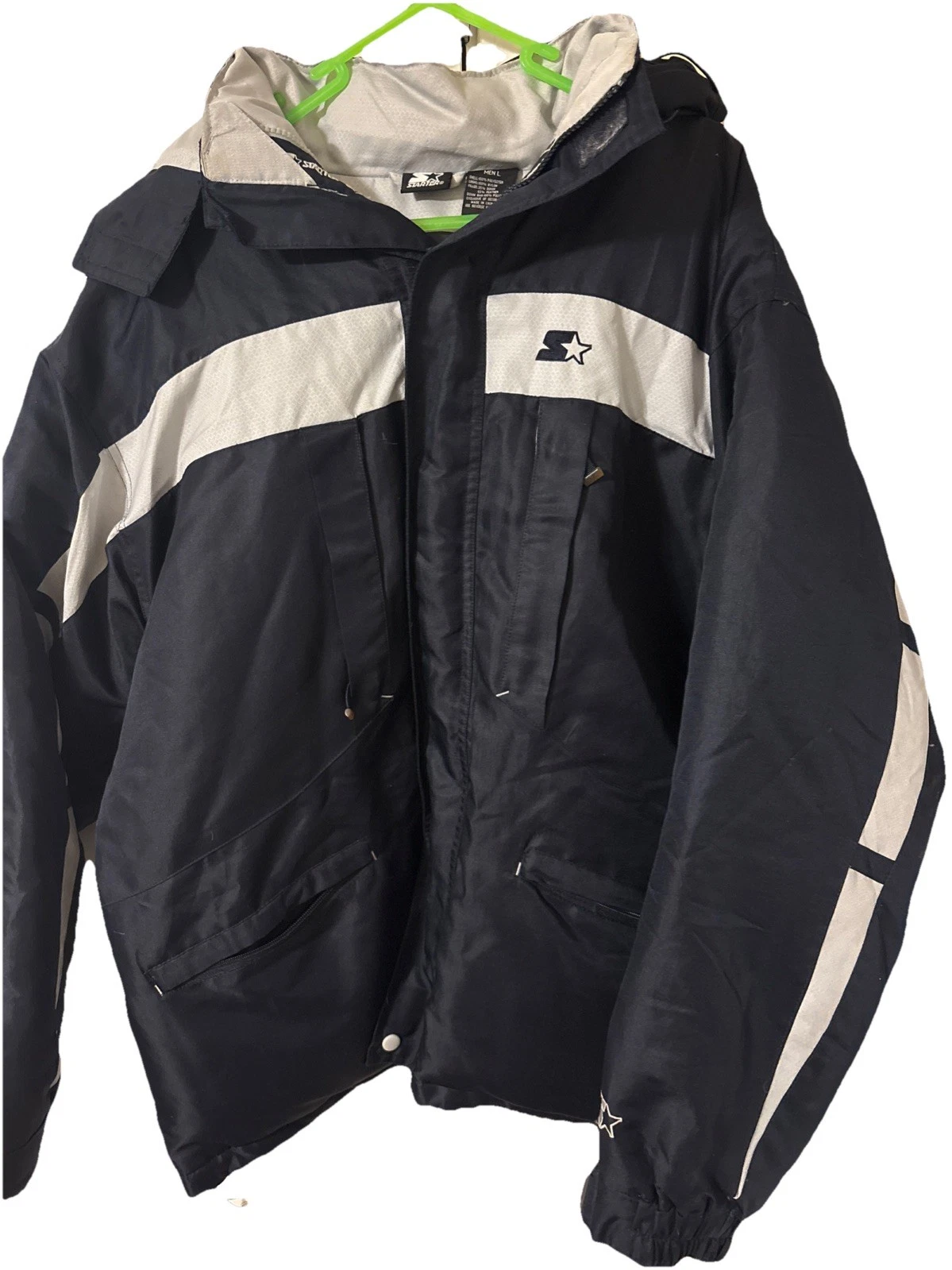 STARTER DOWN COAT Vintage L with Detachable Hood Arm Pocket Logo Embroidery