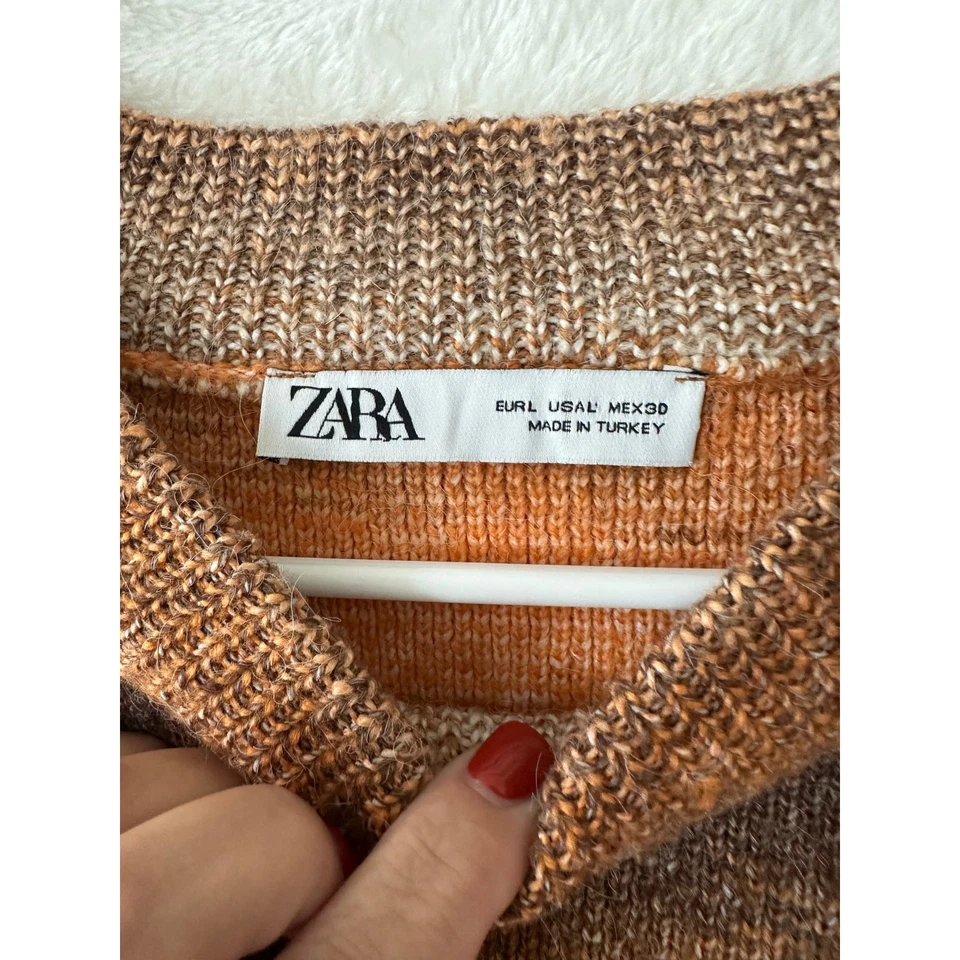 Свитер Zara с бахромой укороченный в полоску богемный трикотаж - Изображение 4 из 4