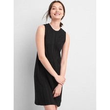 GAP Ribbed Sleeveless Shift Mini Dress Womens XS Black Stretch Minimalist NEW