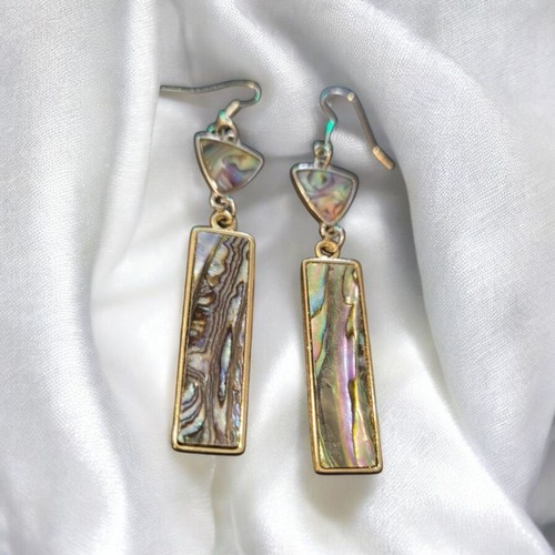 Abalone Shell Long Rectangle Earring Gold Plated Boho Latest Fancy Gift Jewelry