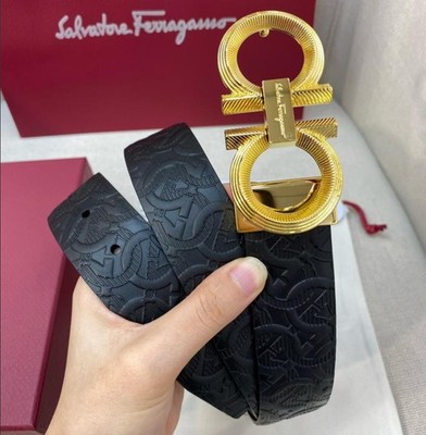 Reversible Ferragamo Belt Mens 1.38inch Gold/Silver/Gunmetal/Black Buckle